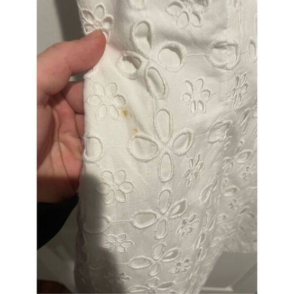 Milly White Floral Eyelet Ruffled Wrap Summer Dress Size 6 - Picture 7 of 8